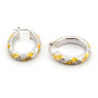 Orecchini cerchio ovale in oro bianco decoro giallo 620,00 € Orecchini Donna