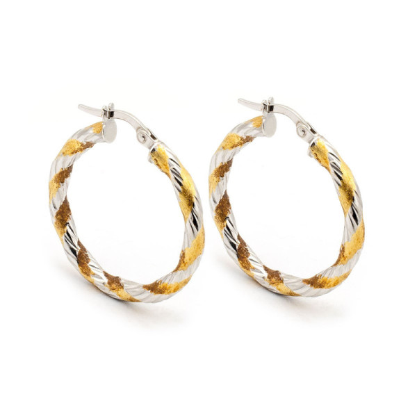 Orecchini a cerchio 25mm in oro con decoro a spirale 280,00 € Orecchini Donna