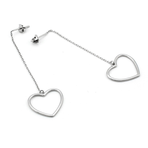 Zoppi Jewels|Orecchini pendenti a catena con cuore in argento