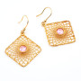 Orecchini pendenti a rombo in argento rosa e pietra rosa 45,00 € Orecchini Donna