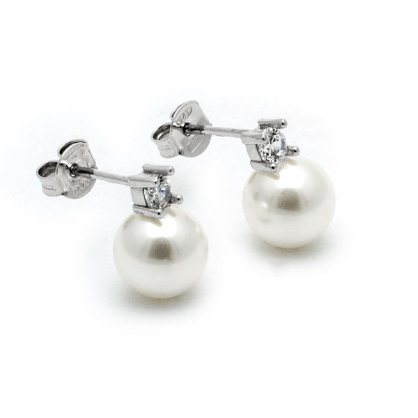 Zoppi Jewels:Orecchini in argento con zircone e perla 8mm