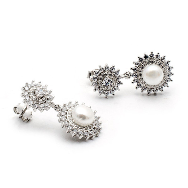 Zoppi Jewels|Orecchini in argento a raggiera con perla e pietre