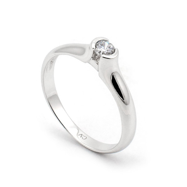 Zoppi Jewels|Anello solitario in argento con zircone naturale Ct. 0,13