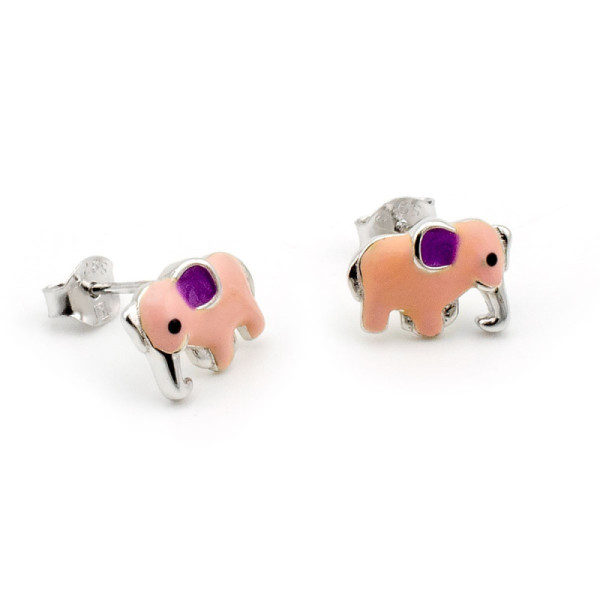 Orecchini bimba con elefante in argento e smalto rosa 15,00 € Orecchini Kids