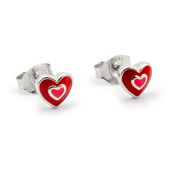 Orecchini con cuoricini in argento e smalto rosso 15,00 € Orecchini Kids