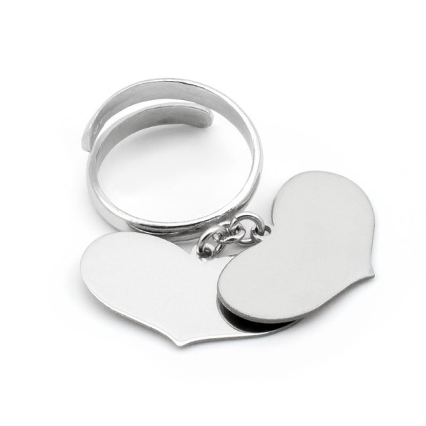 Anello con 2 cuori pendenti in argento 925 28,00 € Anelli Donna