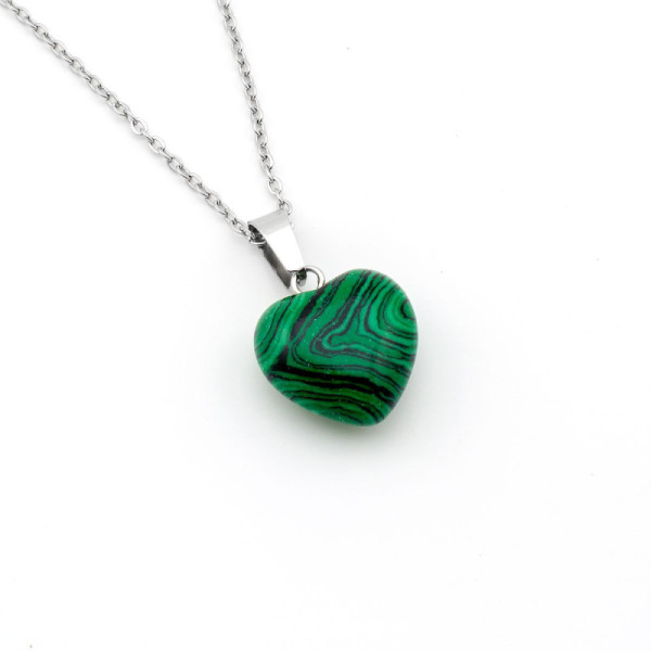 Zoppi Jewels:Cuore in pietra Malachite con catenina acciaio