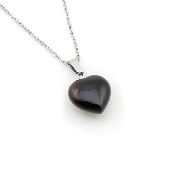 Cuore in pietra Agata grigio naturale con catenina acciaio 12,00 € Collane con gemme