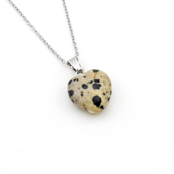 Zoppi jewels|Cuore in pietra Diaspro Dalmata naturale con catenina acciaio|12,00 €