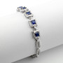 Bracciale in argento a catena zirconata e centrale princess blu