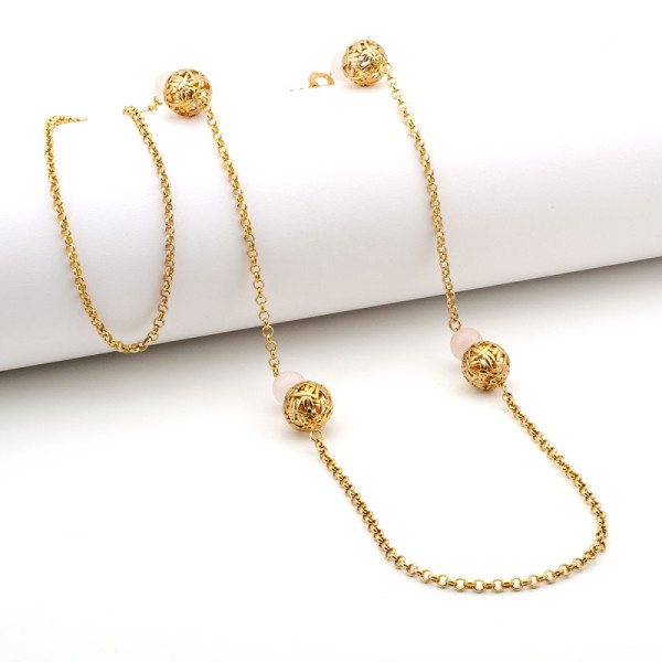 Collana lunga in acciaio dorato e quarzo rosa 35,00 € Promozioni
