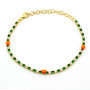 Zoppi Jewels|Tennis in argento con pietre bianche e verdi e cuori arancio