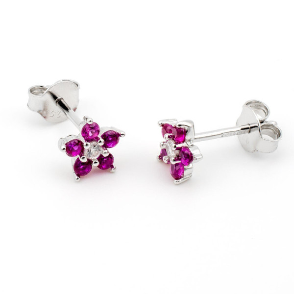 Orecchini con stella in argento e pietre rosso rubino 18,00 € Orecchini Donna