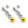 Zoppi Jewels|Orecchini pendenti a catena in acciaio con pallino dorato