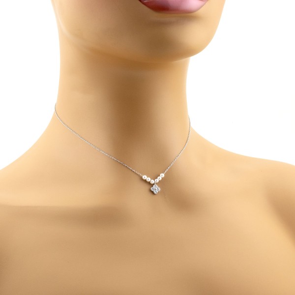 Zoppi Jewels|Collana in argento con fiore di zirconi e perline