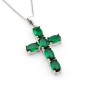 Collana con Croce in argento e pietre verde smeraldo