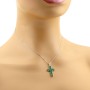 Collana con Croce in argento e pietre verde smeraldo