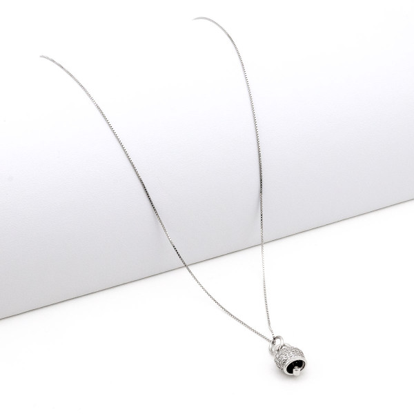 Collana con campanella a pavè in argento 925