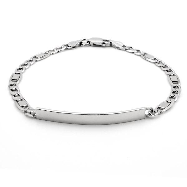 Bracciale con targhetta a maglia figaro in argento 925