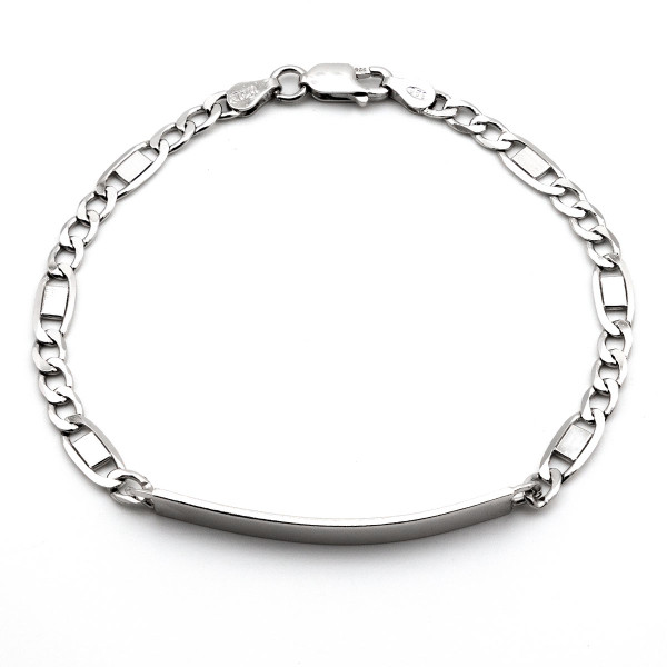 Bracciale con targhetta a maglia figaro in argento 925