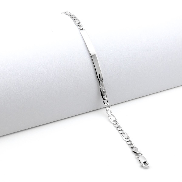 Bracciale con targhetta a maglia figaro in argento 925