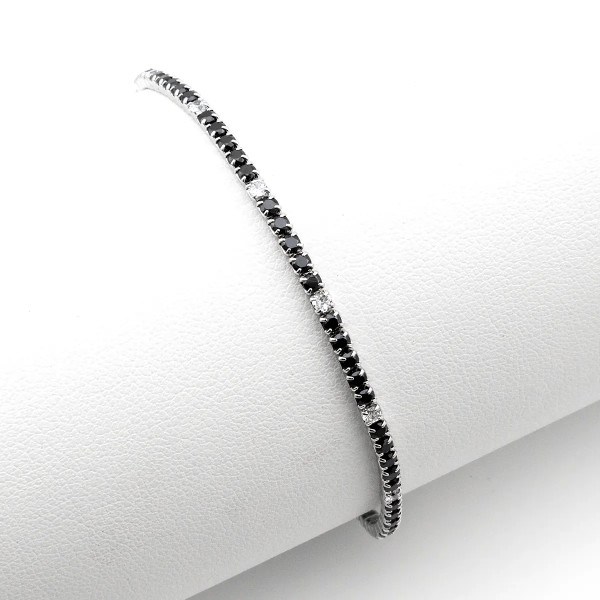 Tennis 2mm in argento con pietre nere e bianche