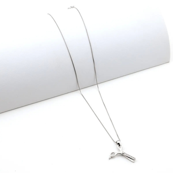 Zoppi Jewels:Collana con forbici da barbiere in argento e pietre