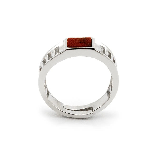 Anello uomo in argento con Corniola rossa