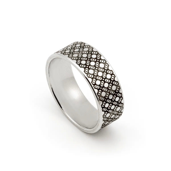 Anello uomo a fascia con decoro