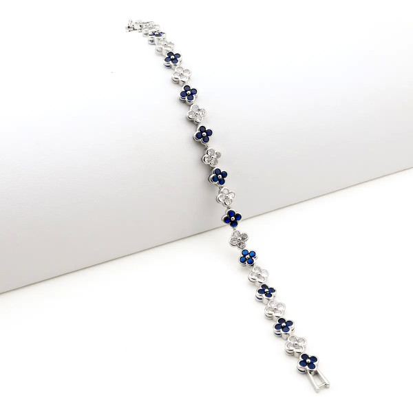Zoppi jewels|Bracciale tennis con fiori in acciaio e zirconi bianchi e blu|23,00 €
