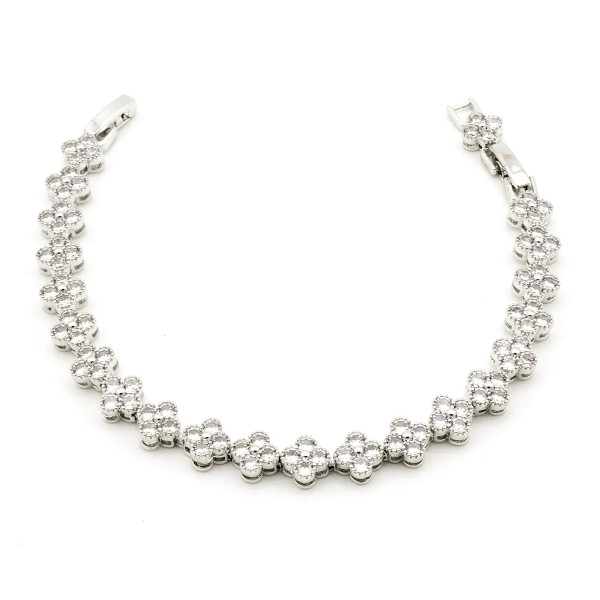 Zoppi Jewels|Bracciale tennis con fiori in acciaio e zirconi
