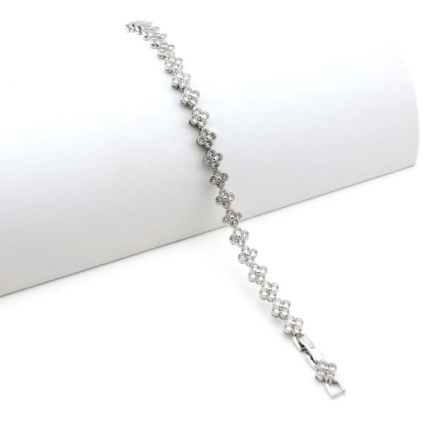 Zoppi Jewels|Bracciale tennis con fiori in acciaio e zirconi