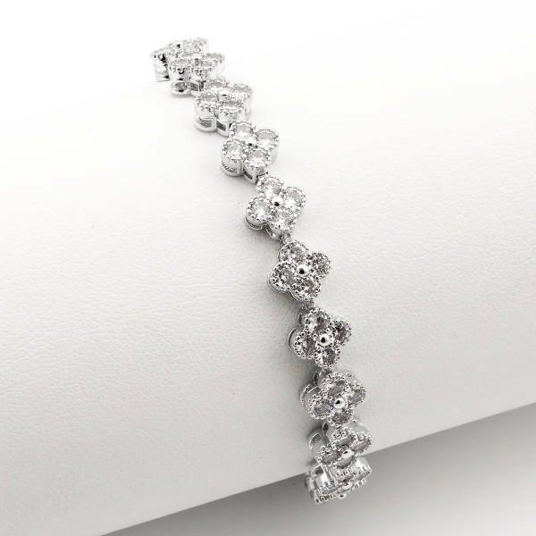 Zoppi Jewels|Bracciale tennis con fiori in acciaio e zirconi
