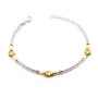 Bracciale in argento a rondelle con fiori dorati