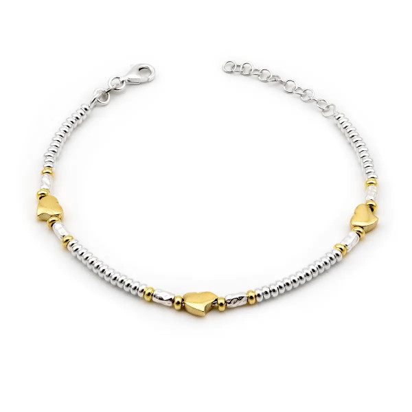Zoppi Jewels|Bracciale in argento a rondelle con cuori dorati