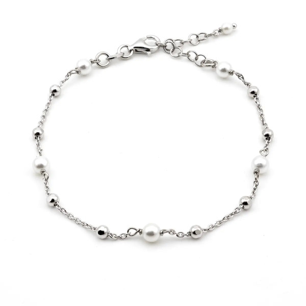 Bracciale con perle e pallini in argento