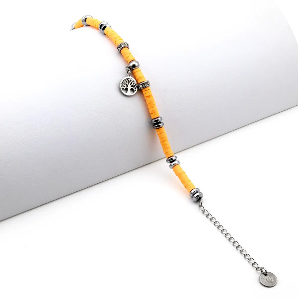 Bracciale Albero della Vita in Acciaio e Argilla rosa salmone