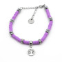 Bracciale Albero della Vita in Acciaio e Argilla viola