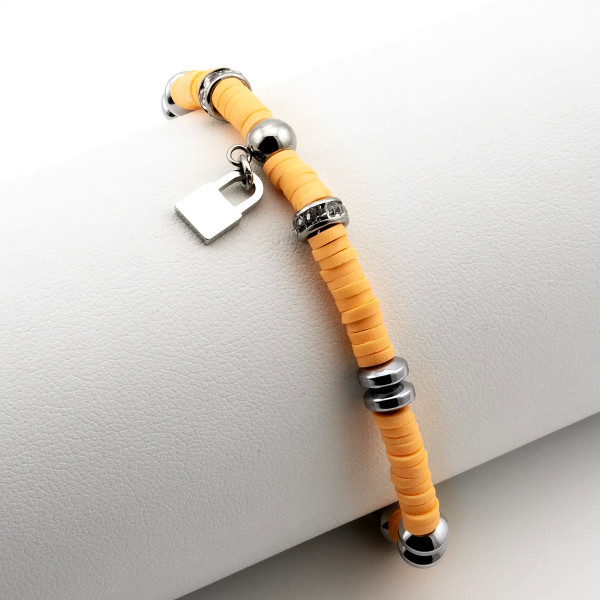 Zoppi Jewels|Bracciale Lucchetto in Acciaio e Argilla Rosa salmone