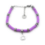 Bracciale "Coccinella Portafortuna" in Acciaio e Argilla Viola