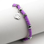 Bracciale "Coccinella Portafortuna" in Acciaio e Argilla Viola