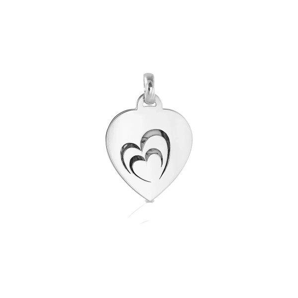 Medaglia portafoto in argento cuore incisa
