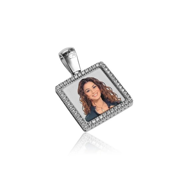 Zoppi jewels|Medaglia foto a colori Quadrata con zirconi in argento 925|139,00 €