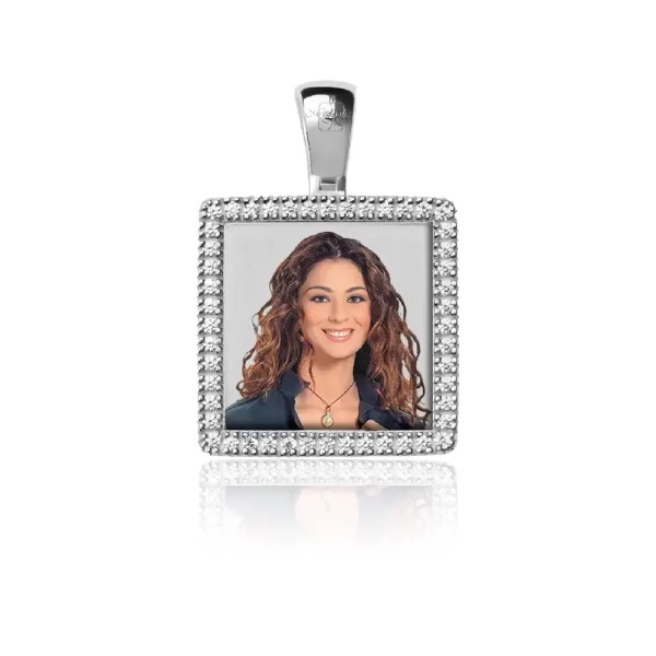 Zoppi jewels|Medaglia foto a colori Quadrata con zirconi in argento 925|139,00 €