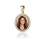 Zoppi Jewels|Medaglia foto a colori ovale con zirconi in oro 9kt