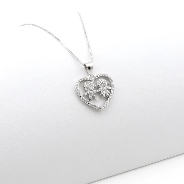 Zoppi Jewels:collana con cuore bebè a pavè di zirconi in argento:42,00 €