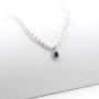 Collana di perle con ciondolo con pietra verde smeraldo