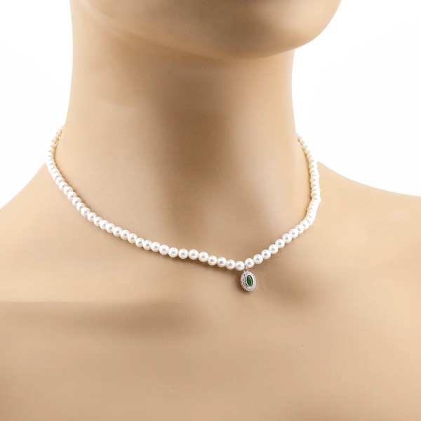 Zoppi jewels|Collana di perle con ciondolo con pietra verde smeraldo|79,00 €