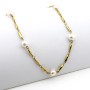 Collana in acciaio dorato e perle d'acqua dolce