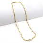 Collana in acciaio dorato e perle d'acqua dolce